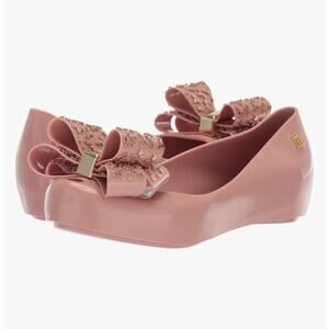 Mini Melissa Girls' Mel Ultragirl Sweet X Ballet Flat Pink Big bow Size 11 party